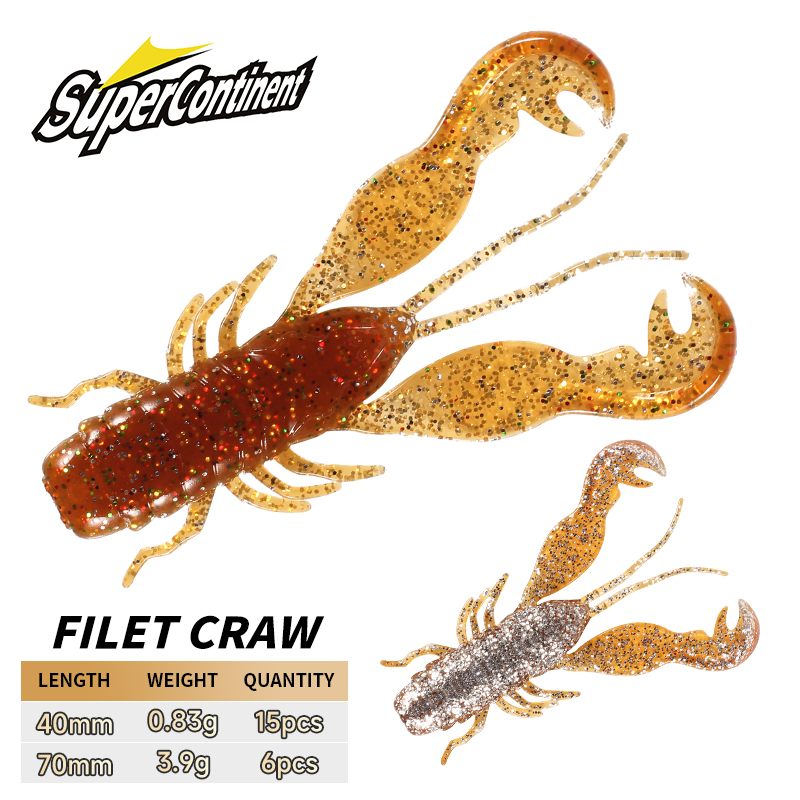 Fishing Lure Soft Plastic - 2023 supercontinente Filet Craw Bait perch