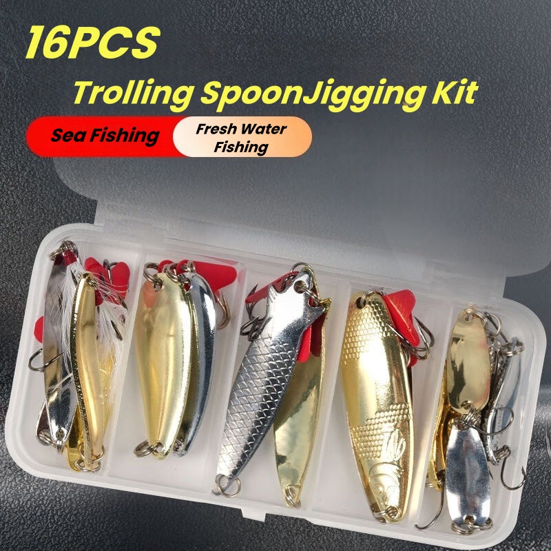 Kit de señuelos de pesca, 16 p - Fishing Lure Spoon reseña y precio